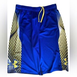 Under Armour Youth Boys Shorts Size YXL Loose Heatgear Blue Athletic Activewear